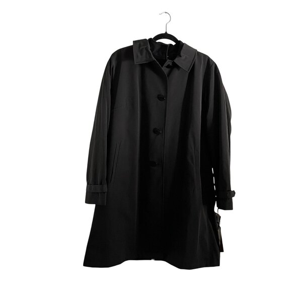 Jane Post Women L Black Detachable Hood Two-Piece Italian Wool Double Coat NWT - Picture 1 of 16